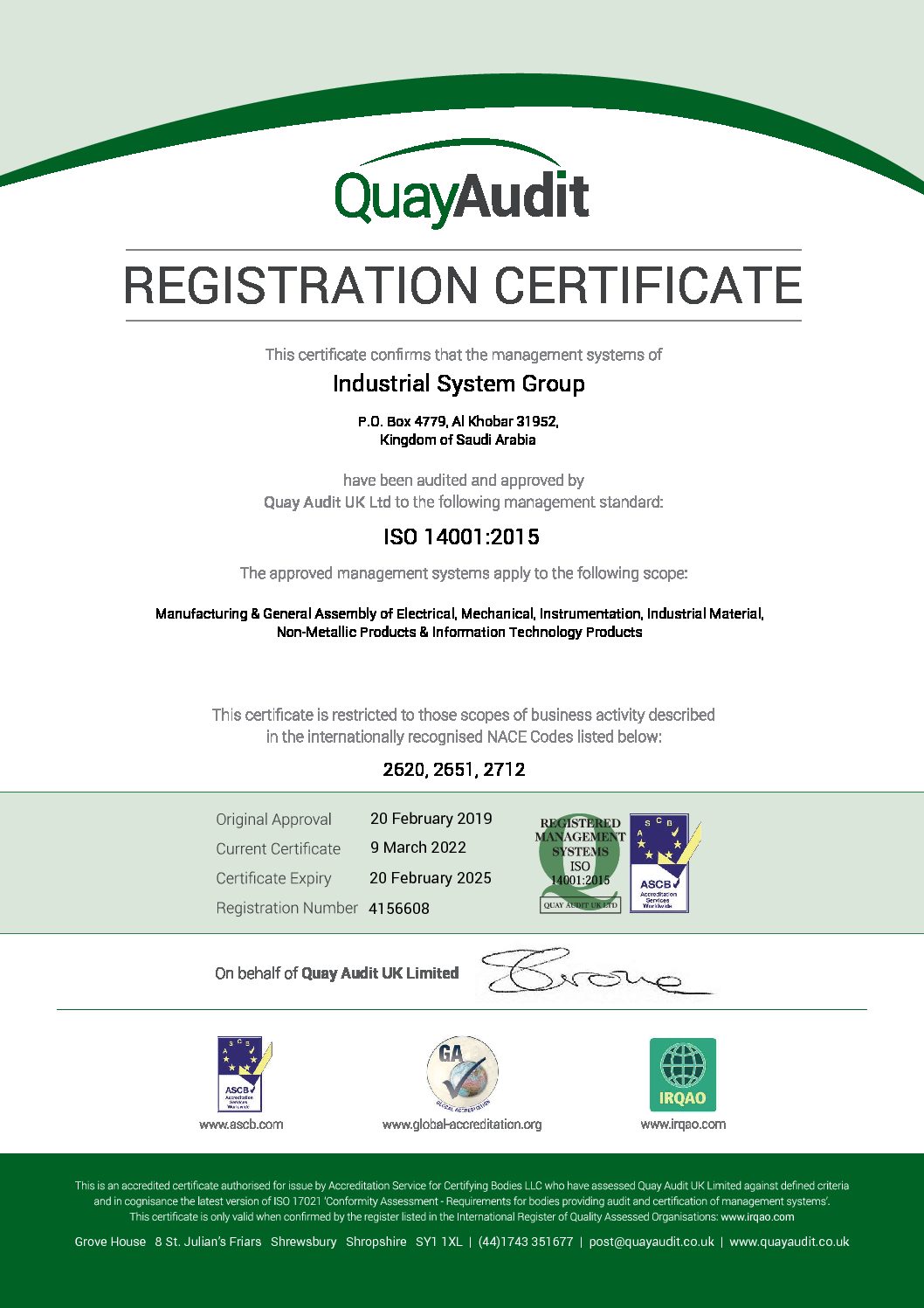 ISO 14001 Industrial System Group [20.02.2025]